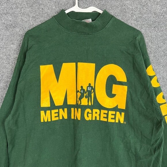 VINTAGE Men In Green Packer Go Green‎ Bay Sweatshirt Men Size XL - Picture 3 of 9
